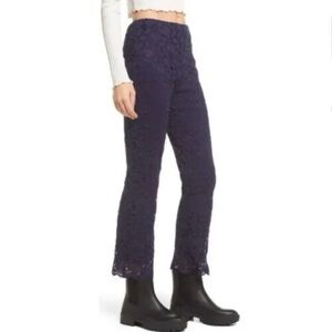 Free People Wild Laces Pull on Crop Flare Navy Blue Size XS